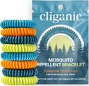 Cliganic 20 팩 Mosquito Repellent 팔찌 성인 & 아이 - 자연 DEET-Free 밴드, 개별적으로 포장