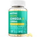 Vegan Omega 3 DHA EPA ALA는 5000IU 비타민 D3 K2 (MK7), 여성 남성을 위한 CoQ10를 보충합니다 | 물고기 기름 대안 | 식물 Bone를 위한 근거한 조류 기름 Omega 3 1000mg 알약, 두뇌, 눈, 피부 | 120 Softgel