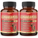 2 팩 - 60 캡슐 Ashwagandha 캡슐 - 높은 농도 - 5in1 공식 Ashwagandha, Turmeric, Rhodiola Rosea, Ginger, Black Pepper - 4 개월 공급