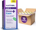 Natrol Sleep+ Calm Melatonin 6mg Ashwagandha, L-Theanine 및 레몬 Balm, 수면을 위한 규정식 보충교재 및 마음, 30의 캡슐, 30의 일 공급 (12의 포장)