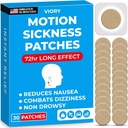 VIORY Motion Sickness Patches for Car and Boat Rides, Ships, Cruise and Airplane & Other Forms of Transport - 성인 및 어린이를위한 여행 필수품 (30 개)