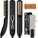 VOVO Beard Straightener 빗 향상 전문가 2 에 1 남자의 Beard Straightening Heated Hair Straightening Brush Portable Anti-Burn 6 온도 조절 가능 LED 디스플레이 홈 및 여행