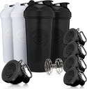 GOMOYO Fitness Bundle - 4 팩 셰이커 병은 Carabiner, BPA-Free 및 Dishwasher Safe와 5-Pack Protein Funnels