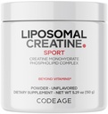 Codeage Liposomal 크레아틴 분말 보충교재, 순수한 크레아틴 Monohydrate 5000mg의 전 운동 & 포스트 운동 - Unflavored 크레아틴, Micronized 크레아틴 분말 - 스포츠를 위한 크레아틴 - 30의 서빙