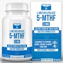 L-Methylfolate 5 MG, 낙관된 & 높게 생물 활성 메틸 Folate, Mood와 Immune 지원을 위한 5-MTHF 보충교재, 에너지, 비 GMO & 글루텐 자유로운, 90의 캡슐을 위한 자연적인 규정식 보충교재