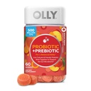 OLLY Probiotic + Prebiotic Gummy, 소화 지원 및 Gut 건강, 500 백만 CFUs, 섬유, 남성과 여성을위한 성인 Chewable 보충, 복숭아, 60 일 공급 - 60 개