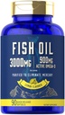 Carlyle Fish Oil 3000mg | 900mg 오메가 3 | 90 소프트젤 | 레몬 맛 | 비 GMO 및 글루텐 무료 보충