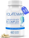 FolateMaxx L-Methylfolate + B12 Methylcobalamin & B6 혼합 (15mg) - 60 캡슐 - Cofactors & Essential 아미노산을 가진 활동적인 B 혼합 - 비 GMO, 글루텐 자유로운, 충전물 없음