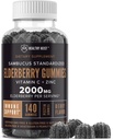 아연과 비타민 C, 140의 Gummies, 성인과 아이를 위한 Chewable Immune 지원, 비 GMO, Kosher, Pectin, Vegan, Delicious Berry 풍미를 가진 Sambucus 검정 Elderberry Gummies