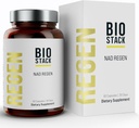 BIOSTACK NAD Regen - 고급 NAD + NAD3, Yüth spermidine, Resveratrol, Niacinamide와 보충 | NMNH 대안 | 노화 방지, 장수 및 세포 건강, 비타민 B3 복합체 (180 캡슐)