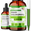 Chlorophyll Liquid Drops (1500 MG) - 에너지, 초점 및 웰빙 부스트, Detox Cleanse, 피부 건강 및 구트 건강을위한 면역 지원 보충 - Non-GMO & Vegan (4oz)