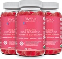 소화 건강을 위한 Kid Probiotic Gummies, 아이 나이를 위한 Chewable 매일 Probiotic 4. 구두 배려, 복부 불편, Gut 건강. Strawberry 맛, USDA 유기, 어린이를위한 Probiotics 90ct (3)