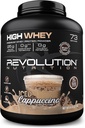혁명 영양, 높은 Whey, 단백질 분말 6LB, Whey Isolate, 글루텐 무료, 남성 및 여성을위한 Lean 근육 질량, 스쿠프 당 단백질 25g, 2.7kg, 73 서빙 (Iced Cappuccino, 6 파운드)