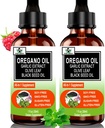 (2 팩) Immune를 위한 까만씨 기름을 가진 Oregano의 유기 기름, 소화 지원 & 산화제, w/Garlic Elderberry Seasonal 지원 6X 흡수 액체 Oregano 하락