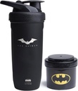 Smartshake DC 만화 번들 - Batman Protein Shaker Bottle - 200ml Protein Powder Storage Container가있는 900ml 누출 방지 스테인레스 스틸 셰이커 병