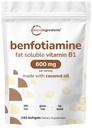마이크로 성분 비타민 B1 Benfotiamine 600mg 서빙, 240 코코넛 오일 Softgels | Bioavailable B 비타민 보충 교재, 활성 Thiamine로 변환 | Non-GMO, Soy Free