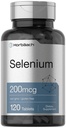 Horbäach Selenium Supplement for Women & Men | 200mcg | 120 정제 | 셀레늄 효모 | 채식주의, 비 GMO 및 글루텐 무료