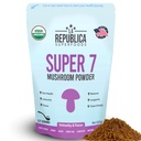 La Republica Superfood Super 7 버섯 추출물 분말, Lion's Mane, Reishi, Chaga, Cordyceps, Shiitake, Maitake 및 터키 꼬리 (8 oz) 포함