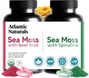 Atlantic Naturals Sea Moss Superfood Bundle - Beet Root & Spirulina 캡슐과 바다 모스 - 방어 지원, 혈액 흐름, 관절 건강 및 철 - 240 캡슐 (2 x 120ct)
