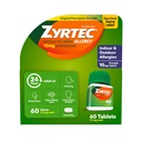 Zyrtec 24 시간 알레르기 완화 정제, Antihistamine 정제 당 10 mg Cetirizine HCl를 가진 실내 & 옥외 알레르기 약, 알레르기의 기복, 60 조사.