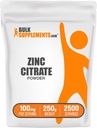 BulkSupplements.com 아연 시트레이트 분말 - 아연 보충제, 미네랄 보충, 면역 지원 - 글루텐 무료, 서빙 당 100mg, 250g (8.8 oz) (팩 1)