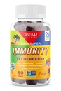 SUKU 비타민 - 아이 슈퍼 면역 - Elderberry, Echinacea, 비타민 A 및 아연 Gummies Immune 지원 - Chew에 쉬운 - 비 GMO, 글루텐 설탕 무료 - 석류 석류 거미 비타민, 50 조사