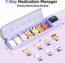 알람이있는 Daviky 스마트 알약 주최자, Bluetooth 매일 APP, Weekly Travel Pill Case, 의학, 보충제 및 비타민 (Purple)을위한 휴대용 Pill Reminder가있는 Day Pill Box 7 Day가되면