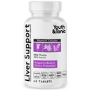 청소년 & Tonic Liver Detox Cleanse Supplement - 체 건강, 수리 및 지원을위한 Silymarin 우유 이틀 복합 공식 - 비 GMO 허브 비타민 - 여성 및 남성 60 캡슐