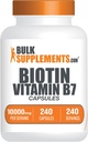 BulkSupplements.com Biotin 10000mcg 캡슐 - 머리, 피부 및 손톱, 비타민 B7을위한 Biotin 보충, 비타민 B7 - 글루텐 무료, 서빙 당 1 캡슐, 240 캡슐 (1 팩)