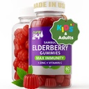 Sambucus Elderberry Gummies + 비타민 C + 어린이 및 성인, X3 면역 지원, 자연 풍미 + 성분, 비 GMO, 미국에서 만든 (60)