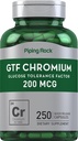 배관 바위 GTF 크롬 200 mcg | 250 캡슐 | 포도당 허용 인자 보충교재 | 비 GMO & 글루텐 무료