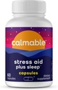 Stress Relief Aid Plus Sleep Support - De-Stress, Relax and Sleep Better - Vegan - Melatonin, Ashwagandha 및 L Theanine - 안티 지원 비타민 다이어트 보충 - 60 캡슐