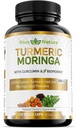 Turmeric Moringa - 유기 Turmeric Curcumin 보충 교재 및 유기 Moringa 분말 - 여성과 남성을 위한 120의 Veggie 캡슐 보충교재