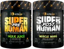 ALPHA LION Superhuman Pre 운동 분말 & 포스트 운동 회복 뭉치, 지속된 에너지 & 초점 + Lean 근육 성장, 힘 & 양 (Hulk 주스 & 근육 Marg