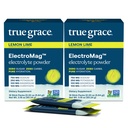 True Grace ElectroMag - 16 스틱 팩 (팩 2) - 레몬 라임 - Rapid Hydration 용 전자 분말 - 나트륨, 칼륨, 마그네슘 및 Cordyceps - Zero Sugar & Carbs - Non-GMO - 32 총 서빙
