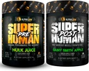 ALPHA LION Superhuman Pre 운동 분말 & 포스트 운동 회복 뭉치, 지속된 에너지 & 초점 + Lean 근육 성장, 힘 & 양 (Hulk 주스 & 게이 스미스 애플)