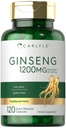 Carlyle Ginseng 추출물 보충교재 | 120의 캡슐 | 1200mg | 남자와 여자를 위한 알약 | 비 GMO와 글루텐 무료
