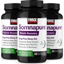 FORCE FACTOR Somnapure 근육 회복 Melatonin 5mg, Holy Basil 및 L-Theanine, 수면 지원, 근육 탄력 기복 및 근육 회복, 180 모자, 3-Pack을 가진 성인을 위한 수면 보조