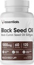 서빙 당 까만씨 기름 1000mg를 위로 덮는 (검정 Cumin씨 기름) 정유 (60의 서빙, 120 Softgels)