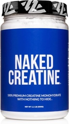 NAKED 순수한 Micronized 크레아틴 Monohydrate 분말 - Unflavored, 500g, 1.1lb 대량 - Vegan, 비 GMO, 글루텐 자유로운, 콩 자유로운, 충전물 없음, 지원 근육 성장 & 힘 - 100개의 서빙
