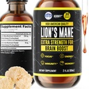 HERBIFY Lions Mane Supplement - 기억, 초점 및 명확성을위한 매일 버섯 보충 - 두뇌 부스터 - Immune 지원을위한 사자 Mane Tincture - 2 Fl oz