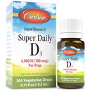 Carlson 최고 매일 D3 4,000 IU (100 mcg), 심장 & 면역력, 이 & 뼈 힘, 불완전한, 365 하락