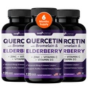 Bromelain & Elderberry가있는 Gade Nutrition Quercetin | 비타민 C 및 아연이있는 Quercetin | 비타민 D3가있는 아연 Quercetin 500mg | 매일 면역 지원 보충교재 - 6 개월 공급