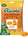 Ricola 꿀 허브 기침 드롭, 45 카운트, 공정 무역 꿀 & 자연 Menthol 기침 억제 & 스로트 리빙 드롭, Coughs & Throat Irritation Symptoms에 대 한 큰 타스팅 구호