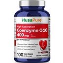 NusaPure CoQ10 400mg 100 Veggie 모자 (비건, 비 GMO) Coenzyme Q10 보충교재, 산화 방지제 COQ-10 효소, Coq 10