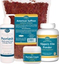 Psoriasis 케어 키트 - American Saffron Tea, Slippery Elm Bark Powder, Psoriasis Scalp 및 Body Wash 및 Psoriasis 크림을 포함합니다. Dr. John Pagano의 책 치유 Psoriasis에 추천 된 4 항목