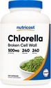 Nutricost Chlorella 캡슐 500mg, 240 채식 캡슐 - 비 GMO 및 글루텐 무료