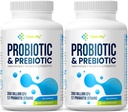 여성 및 남성을위한 Probiotics, 12 Strains + 유기 Prebiotics 혼합에서 300 억 CFU Probiotics, Immune, Gut, Bloating, 여성 및 남성을위한 Gut 건강, 선반 안정 - 120 캡슐