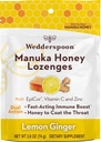 Wedderspoon Manuka 꿀 Immunity Lozenges, 레몬 생강, 2.6 Oz (팩 1), 정품 뉴질랜드 꿀, 2 시간 이내에 부스트 Immunity