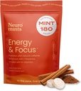 NeuroGum Energy Caffeine Mints (180 조각) - L-theanine + Natural Caffeine + Vitamin B12 & B6 - Nootropic Energy & Focus Supplement for Women & Men - Keto & Vegan, Cinnamon 풍미